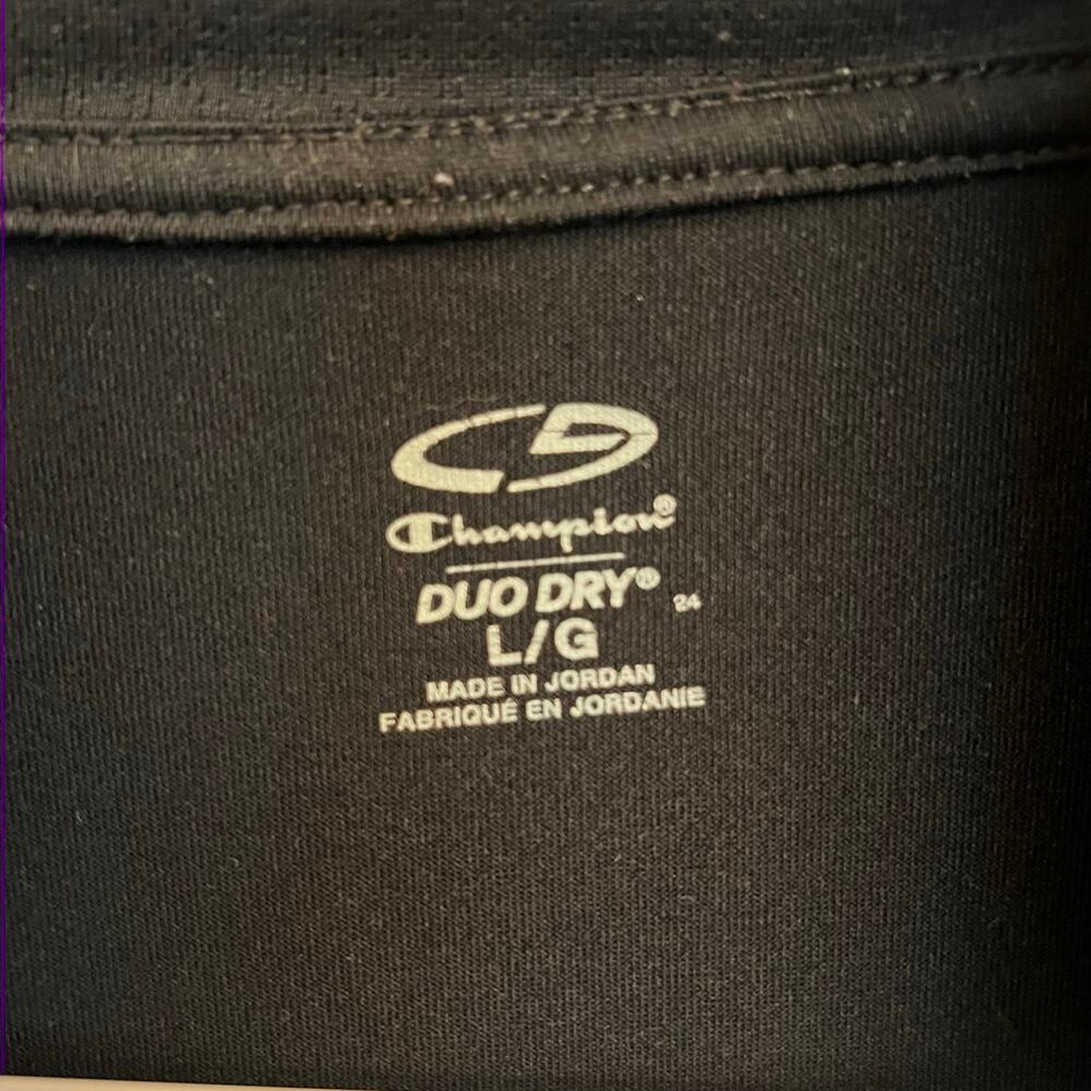 Champion Duo Dry Black Full Zip Up Jacket Large Mock Neck Athletic Track Coat L - Picture 8 of 9